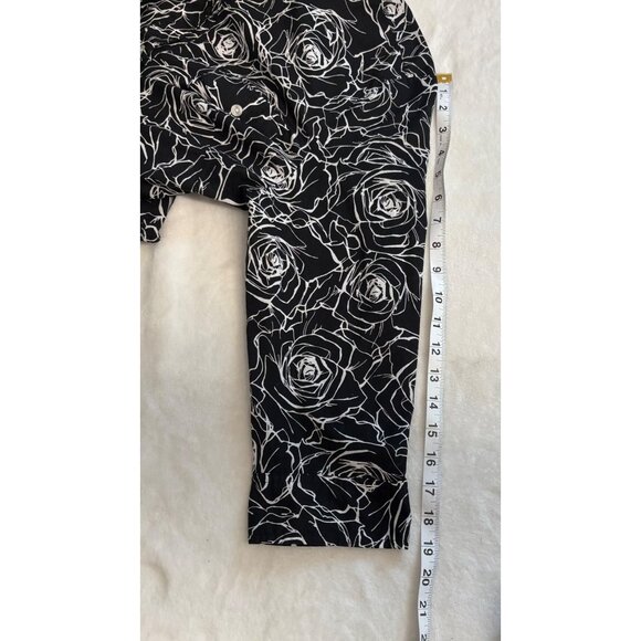 Jones New York Signature Womens Black & White Rose Print Button-Up Shirt XL - Picture 10 of 10
